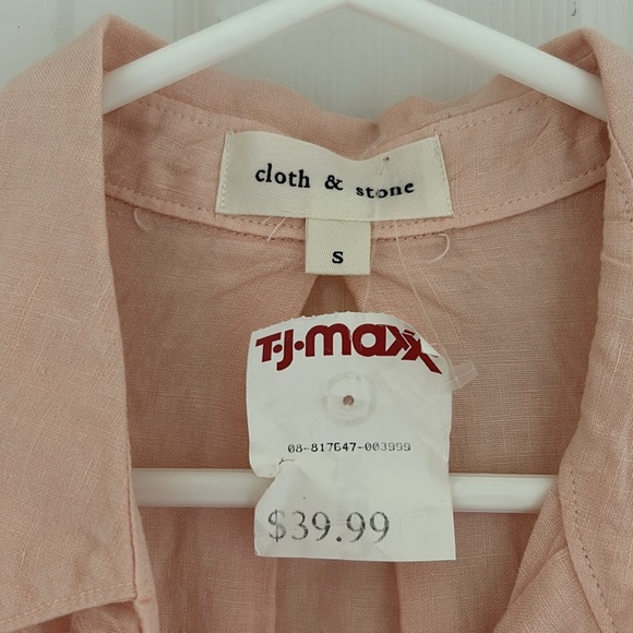 NWT 100% Linen Shirt Peach Apricot - Small - Picture 7 of 8